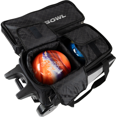 TAŠKA NA 2 KOULE NA KOLEČKÁCH DELUXE ČERNÁ/KARBON STŘÍBRNÁ