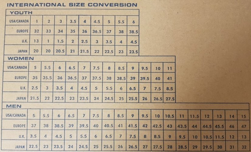 KR STRIKEFORCE company size chart