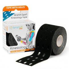 KINESIOLOGY TAPE WITH HOLES BLACK 5 M x 5 CM