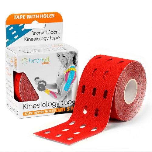KINESIOLOGY TAPE WITH HOLES RED 5 M x 5 CM