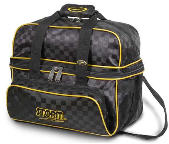 2-BALL TOTE DELUXE BAG CHECKERED BLACK/GOLD